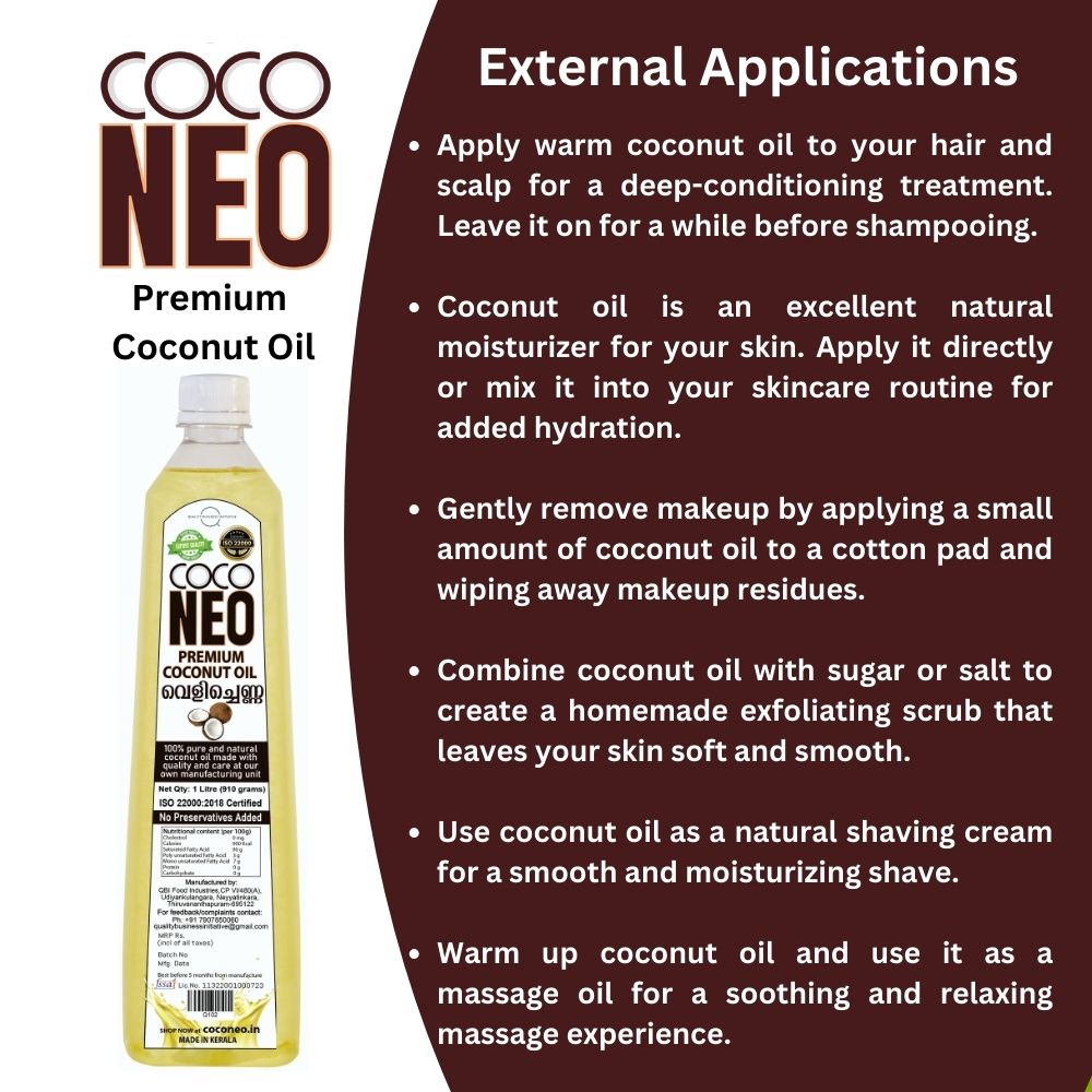 Coco Neo Premium Coconut Oil | 1 Litre Bottle