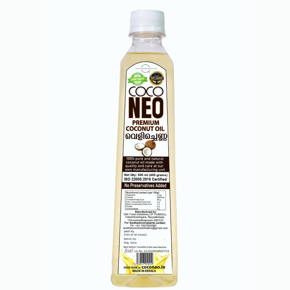 Coco Neo Premium Coconut Oil | 500 ml Bottle (Pack of 2)