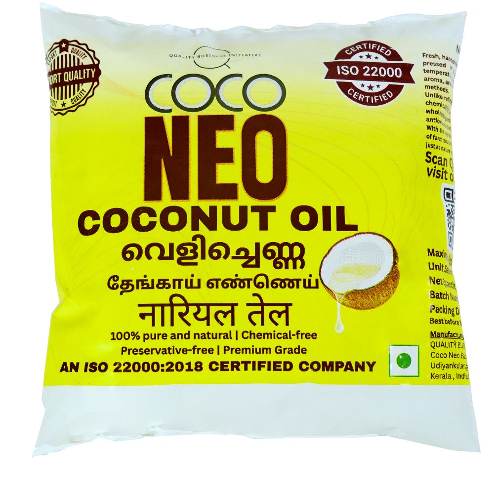 Coco Neo Premium Coconut Oil | 450 ml Pouch (Pack of 2)