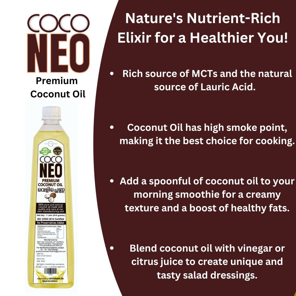 Coco Neo Premium Coconut Oil | 1 Litre Bottle - QBI Food IndustriesCoconut OilCoco Neo Premium Coconut Oil1LB8939117919276Coco Neo Premium Coconut Oil | 1 Litre Bottle
