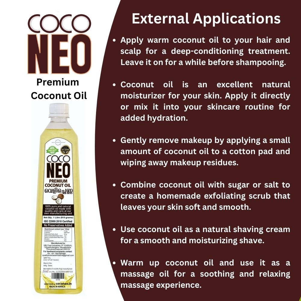 Coco Neo Premium Coconut Oil | 1 Litre Bottle - QBI Food IndustriesCoconut OilCoco Neo Premium Coconut Oil1LB8939117919276Coco Neo Premium Coconut Oil | 1 Litre Bottle