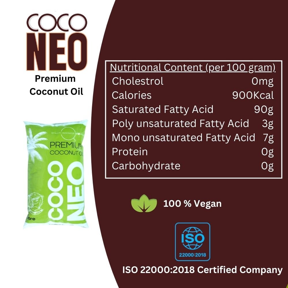 Coco Neo Premium Coconut Oil | 1 Litre Pouch - QBI Food IndustriesCoconut OilCoco Neo Premium Coconut Oil1LP8939117919726Coco Neo Premium Coconut Oil | 1 Litre Pouch