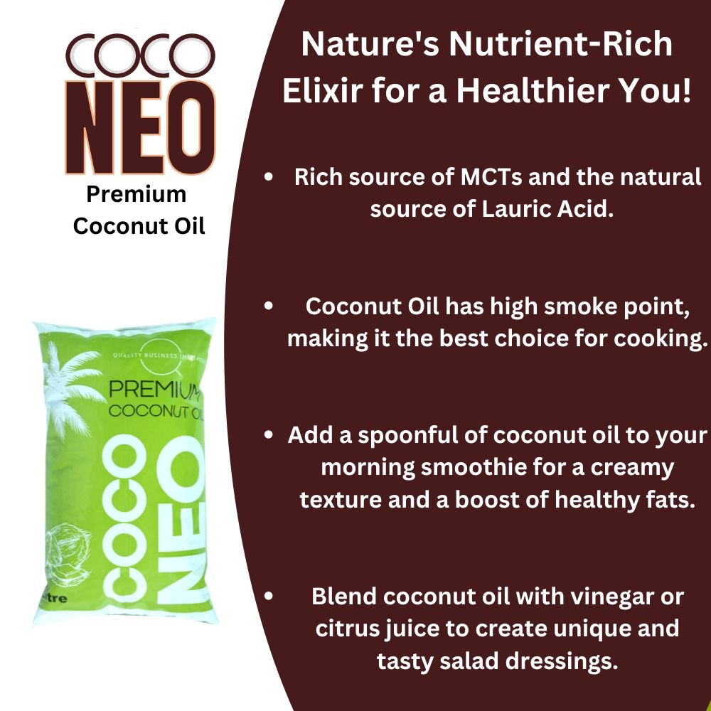 Coco Neo Premium Coconut Oil | 1 Litre Pouch - QBI Food IndustriesCoconut OilCoco Neo Premium Coconut Oil1LP8939117919726Coco Neo Premium Coconut Oil | 1 Litre Pouch