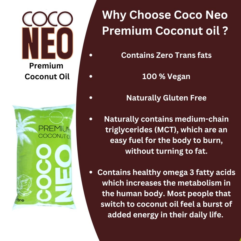 Coco Neo Premium Coconut Oil | 1 Litre Pouch - QBI Food IndustriesCoconut OilCoco Neo Premium Coconut Oil1LP8939117919726Coco Neo Premium Coconut Oil | 1 Litre Pouch